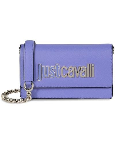 Just Cavalli Plaque Logo Crossbody Bag - Blue