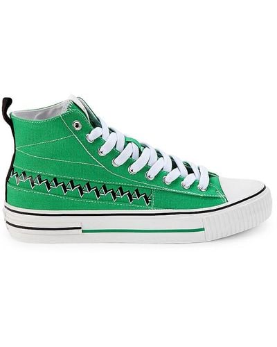 Karl Lagerfeld Logo Canvas High Top Sneakers - Green