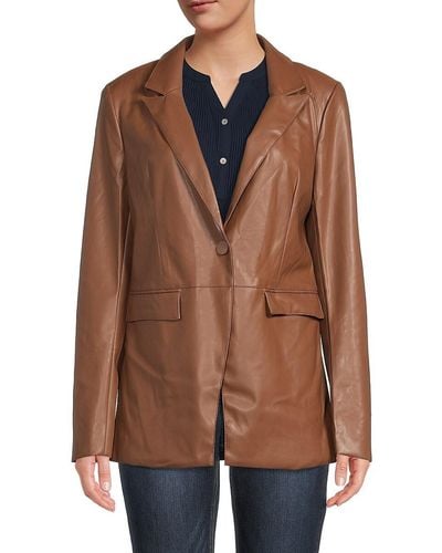 Laundry by Shelli Segal Faux Leather Blazer - Brown
