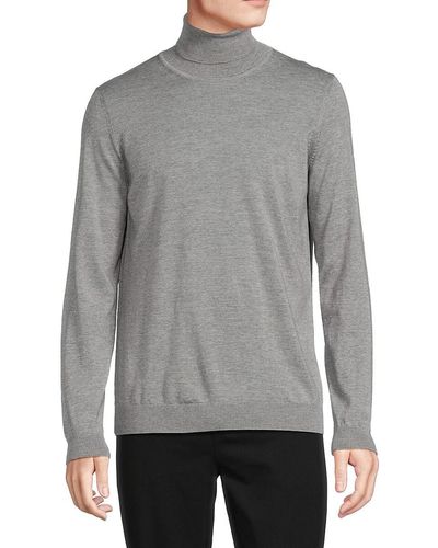 BOSS Musso Virgin Wool Turtleneck Sweater - Grey