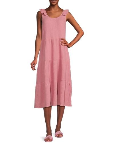 Saks Fifth Avenue Crinkle Midi A-line Dress - Pink