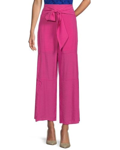 Nanette Lepore Solid Belted Trousers - Pink