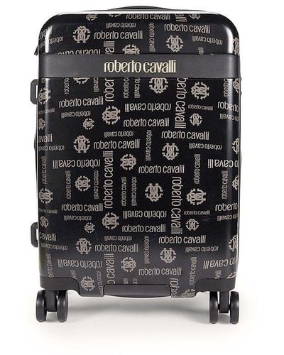 Roberto Cavalli 20 Inch Monogram Hardside Spinner Suitcase - Black