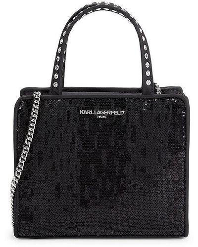 Karl Lagerfeld Mini Maybelle Sequin Top Handle Bag - Black