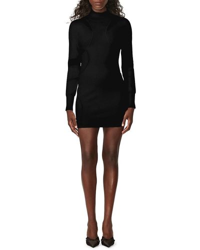 Hervé Léger Sheer Intarsia Mini Bodycon Dress - Black