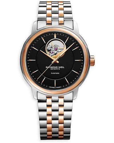 Raymond Weil Maestro 40mm Two Tone Rose Goldplated Stainless Steel Bracelet Watch - White