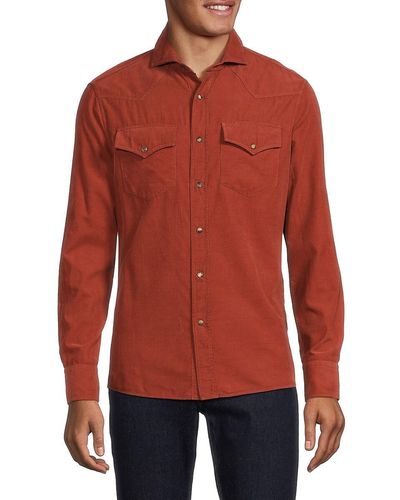 Brunello Cucinelli Easy Fit Western Button Down Shirt - Red