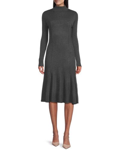 Donna Karan Cut Out Knit Cashmere Blend Midi Dress - Black