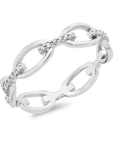 Sterling Forever Sterling & Crystal Open Chain Link Ring - Metallic