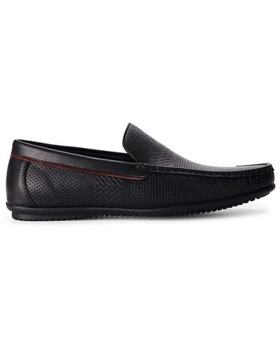 Aston Marc Step 2.0 Perforated Moccasin Loafers - Black
