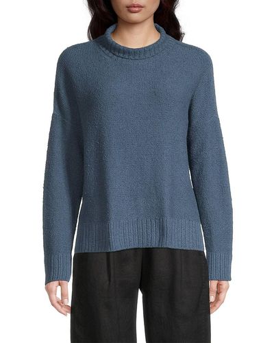 Eileen Fisher Boxy Cotton Sweater - Blue