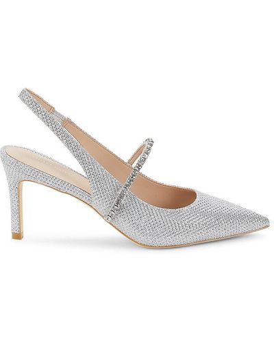 Stuart Weitzman Crystalne Slingback Mesh Court Shoes - White