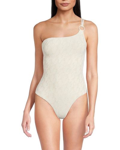 Onia Sloane Textured One Shoulder One Piece Swimsuit - White
