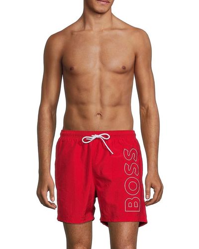 BOSS Octopus Logo Swim Shorts - Red