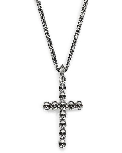 King Baby Studio Multi-Skull Cross Pendant Necklace - Metallic