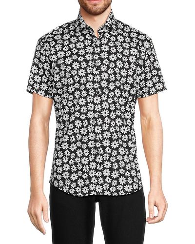Bertigo Floral Short Sleeve Shirt - Black