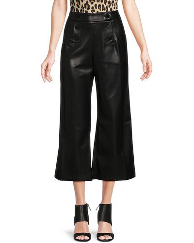 Karl Lagerfeld Faux Leather Cropped Trousers - Black