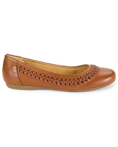 Earth Etjett Leather Flat Court Shoes - Brown