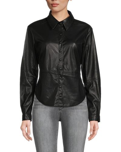 Heartloom Delancey Faux Leather Shirt - Black