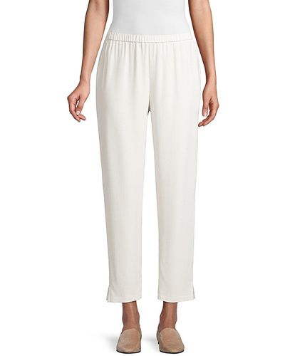 Eileen Fisher Tapered Silk Trousers - White