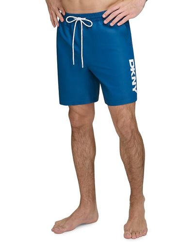 DKNY Logo Standard Fit Swim Shorts - Blue
