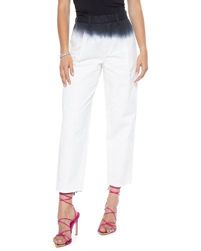 Blue Revival Dip Dye Two Tone Ankle Straight Trousers - Blue