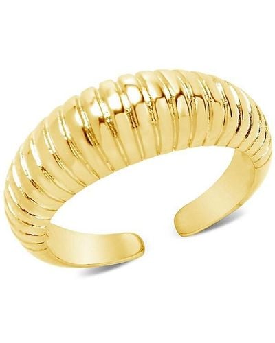 Sterling Forever 14k Goldplated Ribbed Open Ring - Metallic