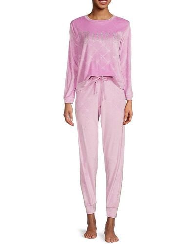 Juicy Couture 2-piece Velour Sweatshirt & joggers Sleep Set - Pink