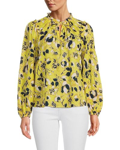 Tanya Taylor Aubrielle Floral Silk Blend Top - Yellow