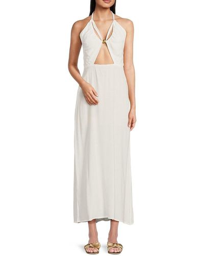 ViX Lidia Cutout Halter Coverup Dress - White