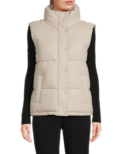 Marc New York Faux Leather Puffer Vest - Natural