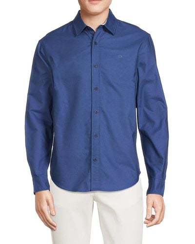Calvin Klein Solid Cotton Shirt - Blue