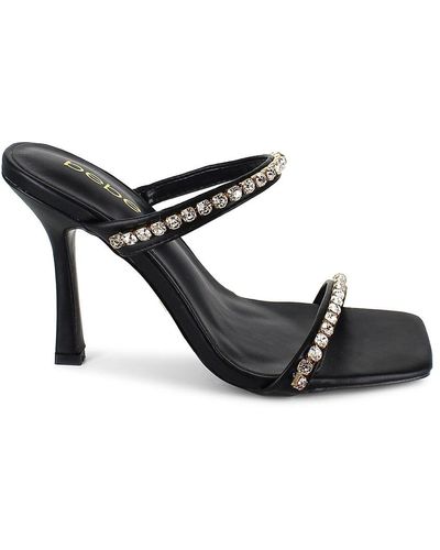 Bebe Double Strap Heel With Rhinestones Sandal - Black