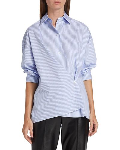 Twp Earl Striped Asymmetric Shirt - Blue
