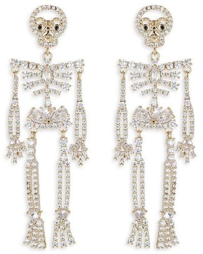 Eye Candy LA Luxe 18k Goldplated & Cubic Zirconia Skeleton Drop Earrings - White