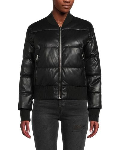 Calvin Klein Faux Leather Puffer Jacket - Black