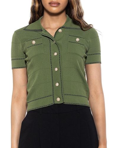 Alexia Admor Arya Short Sleeve Knit Cardigan - Green