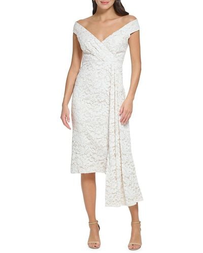 Eliza J Petite Lace Midi Sheath Dress - White
