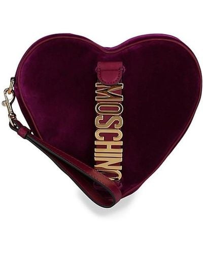 Moschino Velvet Heart Logo Wristlet - Purple