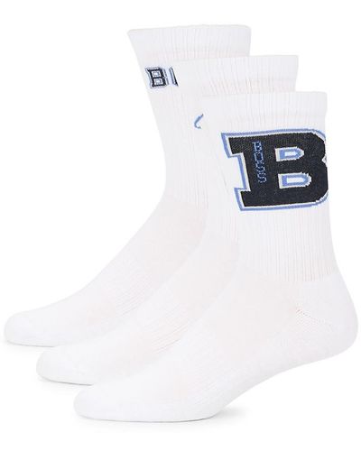 BOSS 3-pack Logo Crew Socks Gift Set - White