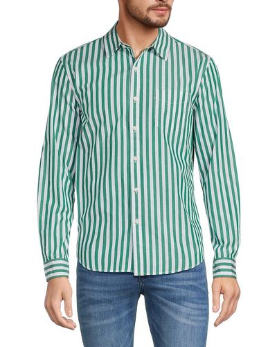Alex Mill Striped Sport Shirt - Green