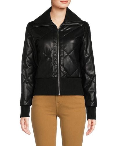 Calvin Klein Faux Leather Quilted Jacket - Black