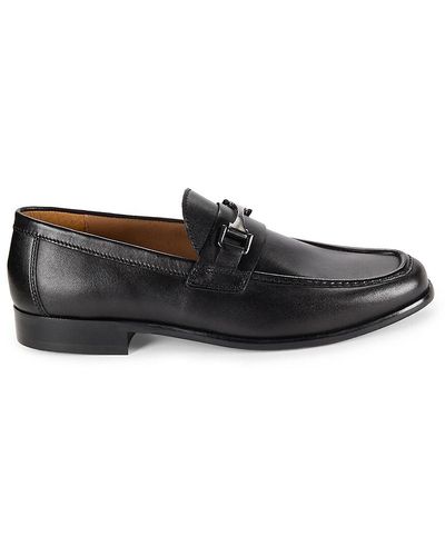Saks Fifth Avenue Dean Leather Bit Loafers - Black