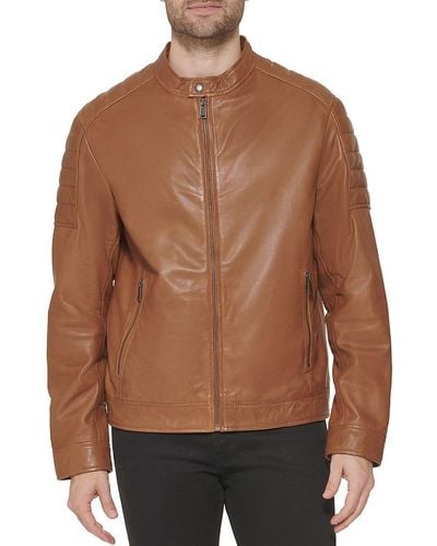 Cole Haan Leather Moto Jacket - Multicolor