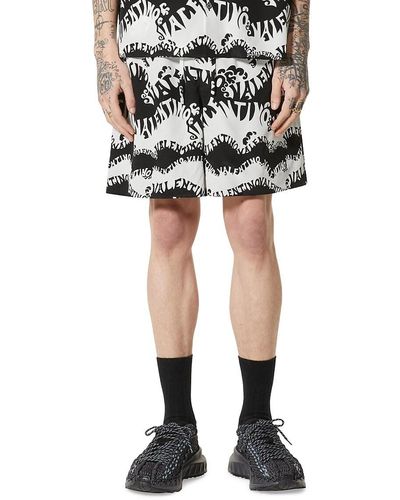 Valentino Silk Logo-print Bermuda Shorts - Black