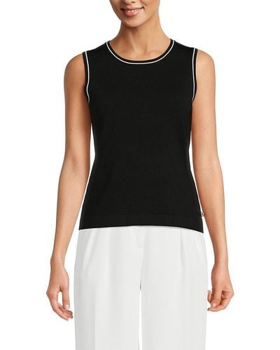 Karl Lagerfeld Tipped Knit Cami Top - Black