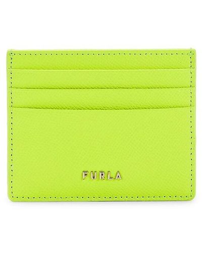 Furla Logo Leather Card Case - Green