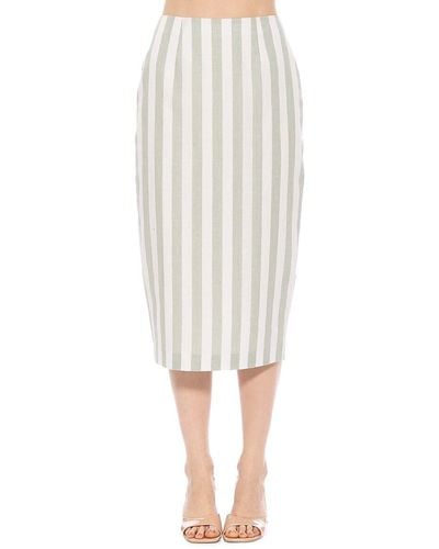 Alexia Admor Jacki Striped Midi Pencil Skirt - White