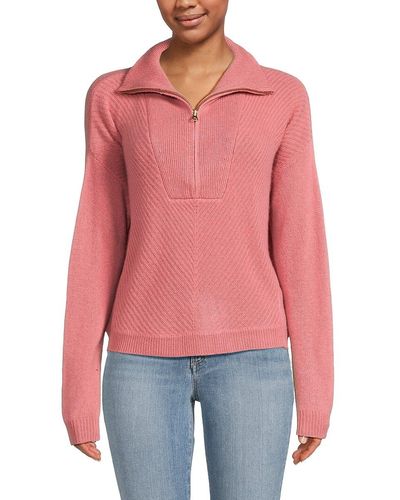 Saks Fifth Avenue Saks Fifth Avenue 100% Cashmere Zip Sweater - Red