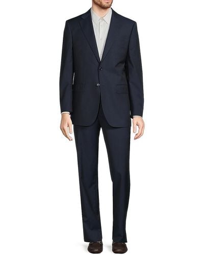 Saks Fifth Avenue Classic Fit Wool Suit - Blue